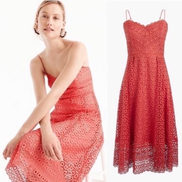 J Crew daisy lace dress in CORAL. NWOT size 0 - Picture 4 of 4